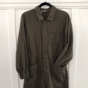 Free People Gia Coverall Cotton Army Green Size M